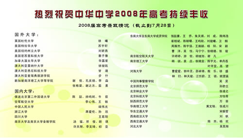2008年高考中华中学持续丰收