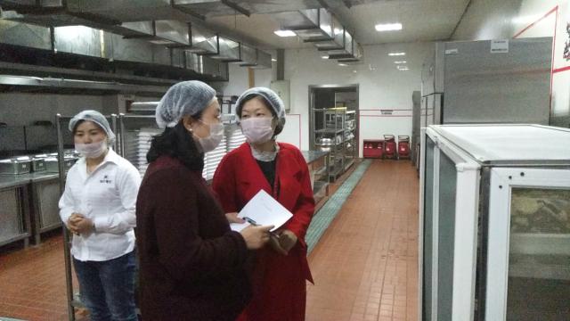 委员们在检查操作间 委员们在检查操作间